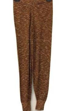 Abound Womens Rust Stripe Marled Knit Joggers Banded Cuffs Pants