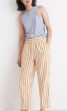 Tapered Huston Crop Pants Yellow White Stripe Womens XL Tall Linen