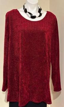 Christine Modern Thompson Red Velvet comfortable Long Sleeve Blouse Sz. 2X.