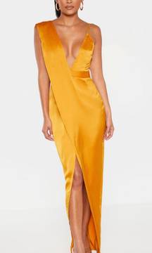 PLT Asymmetric Drape Detail Maxi Dress (Mustard)