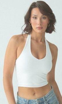 Klassy Network Halter Brami Crop Top Stretch Ribbed Size M