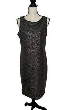 ONYX Nite Dress Women’s 12 Bodycon Black Gold Knee Length Midi Party Cocktail