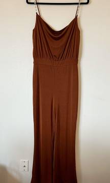 NEW  Emmett Burnt Orange Rhinestone Cowl Neck Jumpsuit M