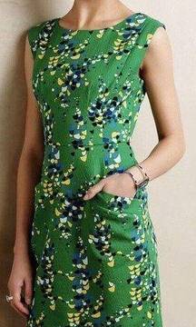 Plenty Tracy Reese Sleeveless Sheath Dress Green Size 8 Confetti A Line Cotton