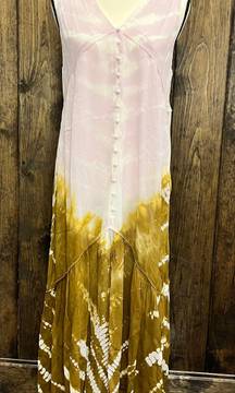 New Young Fabulous & Broke Size M Long Maxi Raquel Dress tie dye tank Vneck NWOT