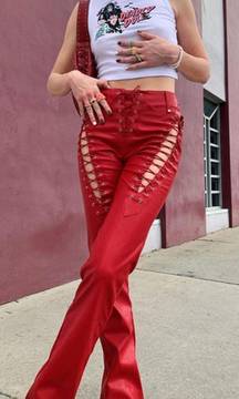 Boutique Red Festival Cut Out Pants