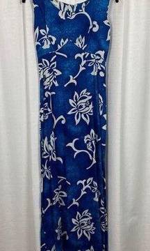 Royal Hawaiian Vintage Blue Floral Hawaiian Maxi Dress Sz.6