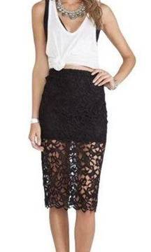 NWT Tularosa Crochet Lace Pencil Skirt in black size small