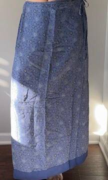 Vintage Blue Floral Silk Tie Skirt