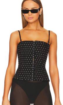 Rhinestone Peplum Corset Top Black Size 16