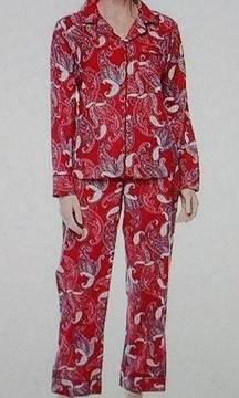 Liz Claiborne Size 2x Two-Piece Sleep Set Red Paisly Flannel Pajamas