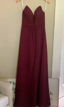 Christina Wu Strapless Flowy Maxi Dress Mahogany Red Size 4 V Neck Bridesmaid