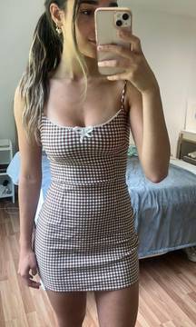 Gingham Mini Dress With Bow