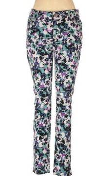 Elle Skinny Jeans 8 Regular Floral Printed Pansy Spring Vibrant Stretchy Boho