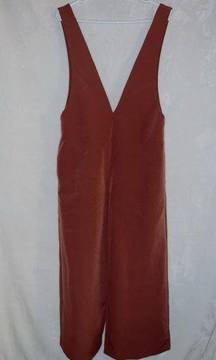 all : row rustic orange mauve deep v neck sleeveless wide leg crop jumpsuit