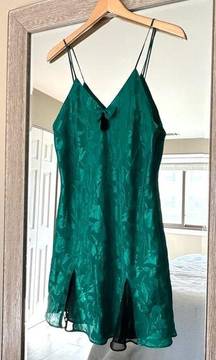 Victorias Secret Gold Label Vintage Green Floral Slip Dress Size Medium