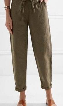 Ulla Johnson Womens Cropped Oversized Linen Blend Utility Pants Green Size 4