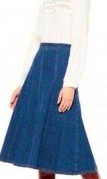 Kate Spade Broome Street Midi Denim Flare Skirt Size 0