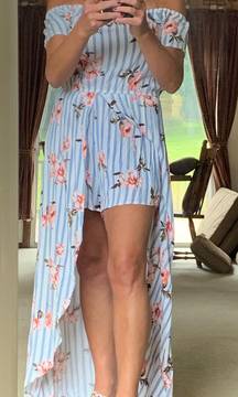 Short Sleeve Long Dress  With Attached Shorts