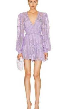 HEMANT AND NANDITA Nysa Short Dress in Lavender Medium New Womens Mini lace