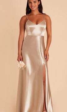 1X  Shiny Satin Neutral Champagne Jay Dress