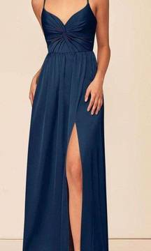 Navy Satin Formal Dress