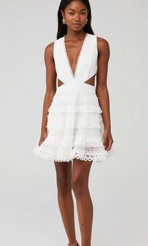 Rococo Sand Tessa Lace Tiered Mini Dress in White NWT Size medium Retail $490