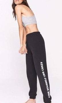 NWT SPIRITUAL GANGSTER LOVE YOURSELF LIKE CRAZY BLACK SWEATPANTS SZ SMALL S