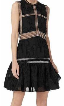 Alexis Rajani Black Burnout Fit and Flare Sleeveless Mini Alexis Dress