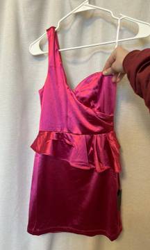 Pink One Shoulder Dress