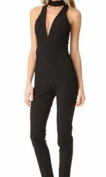 Michelle Mason Choker Plunge Jumpsuit Sleeveless Black Size 4