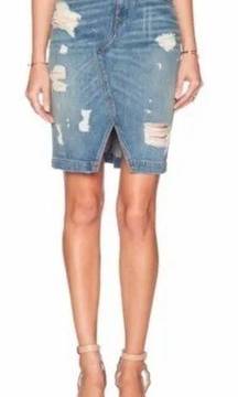 rag & bone “Shredded” Denim Skirt