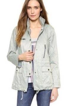 Joie Nylon Barker Hooded Anorak Rain Jacket in Silver Fox size S