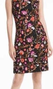 White House Black Market WHBM Womens Embroidered Floral Sheath Dress Size 8