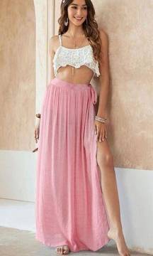 Wrap skirt cover up petal pink chiffon bathing suit coverup small