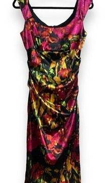 London Style Nights Party Floral Sleeveless Midi Dress Size 8 (Fits like a 4/6)