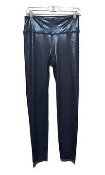 Metallic Blue Faux Leather High-Waist Legging/ Tight Pant 6 Long