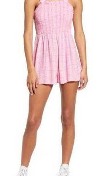 4/$25 NWT BP. Smocked Bodice Romper In Pink Geodot Plaid