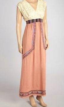 FLYING TOMATO Women’s Lace and Embroidered Maxi Dress Junior size m