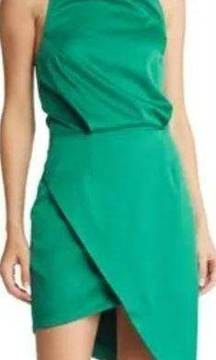 Elliatt Camo Dress in Forest Green Halter Open Back NWT Size XS Sleeveless Satin