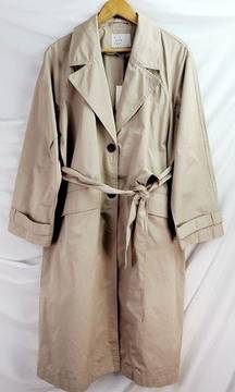 NWT a new day Women's Long Sleeve Belted Trench Coat Pockets Tan/Beige sz M