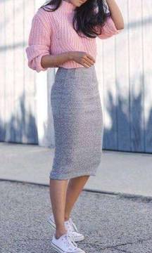 Gray Pencil Skirt