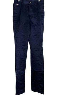 Valentino Jeans Silk Blend Navy Spellout Pants