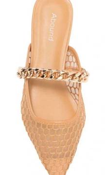 Tan Mesh Mules Pointy Toe Flats