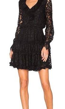 ALEXIS Black Catalina Choker Fit & Flare All Over Lace Dress Sz S