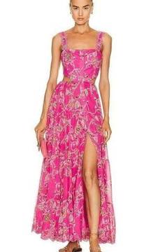 HEMANT AND NANDITA Nara Leg Slit Maxi Dress in Tulip Pink XSmall New Womens Long