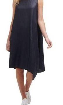 NWT DKNY Women Sleeveless Crew Neck Handkerchief Hem Shift MIDI Dress Blue Small