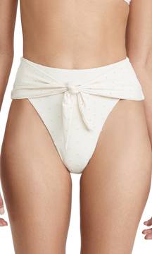 Barneys New York High Waisted Eyelet Riviera Bikini Bottoms in White - FREE SHIP