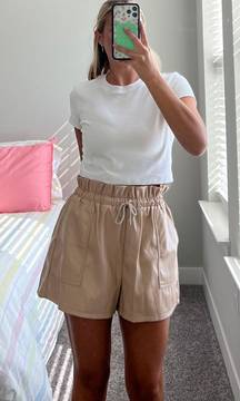 Faux Leather Paperbag Shorts