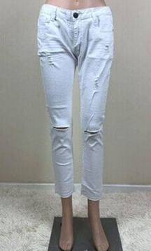 Machine New Nouvelle Mode Jeans Women’s White Distressed Stretchy Jeans 